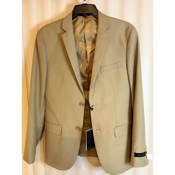 AZARMAN Slim Fit 2 Button Beige Notch Lapel Suit Jacket - Picture 5 of 10